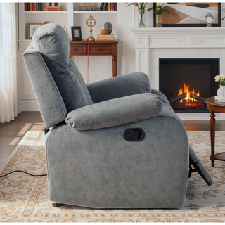 Sunvega Microfiber Fabric Reclining Loveseat with Lumbar Support and Stainless Steel Base