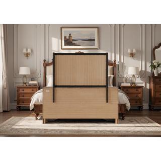 Sunvega Dark Brown Tufted Polyurethane Upholstered King Size Bed Frame