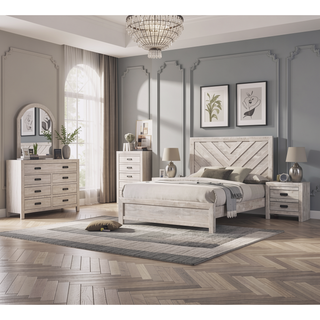 Sunvega Contemporary Dresser with Six Storage Drawers and Metal Hand Pull