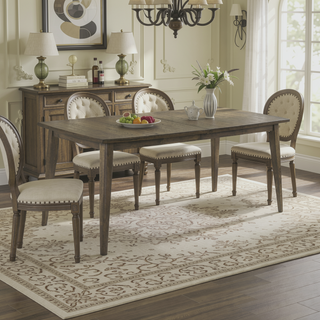 Sunvega Vintage Walnut Brown Rectangular Dining Table with Tapered Legs