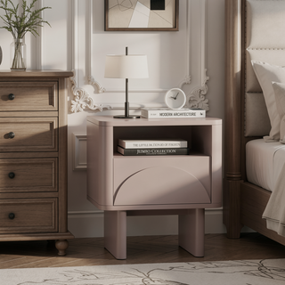 Sunvega Modern Mocha Nightstand with Drawer and Shelf for Bedroom Use