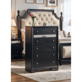 Sunvega Dark Brown Tufted Polyurethane Upholstered King Size Bed Frame