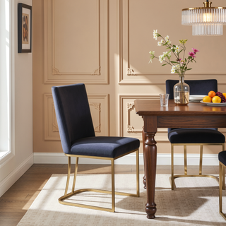 Sunvega Velvet Upholstered Dining Chairs with Gold Metal Legs Set of 2