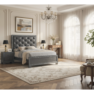 Sunvega Contemporary Nightstand with Sparkling Accent Band and Two Drawers