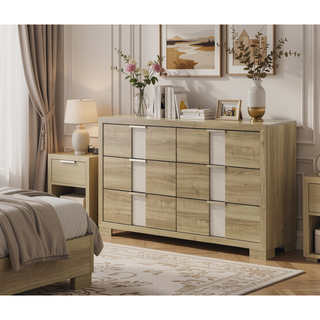 Sunvega Contemporary Driftwood Finish Wooden Nightstand with Three Drawers