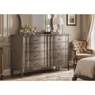 Sunvega Fully Assembled Antique Taupe Finish 8-Drawer Dresser with Felt-Lined Top