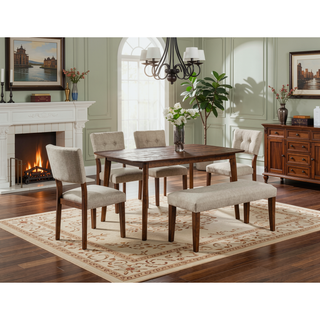 Sunvega Mid-century Modern Rectangular Dining Table with Warm Wood Finish