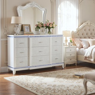 Sunvega White Nightstand with Cooler Bluetooth Speaker and LED Lighting