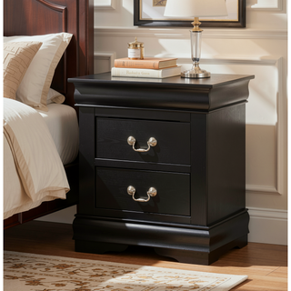 Sunvega Solid Wood Louis Philip Style Nightstand with Two Soft Close Drawers
