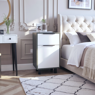 Sunvega Tall Nightstand with Large Drawer and Cabinet for Bedroom or Living Room
