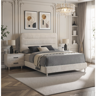 Sunvega Contemporary Antique White Nightstand with Two Drawers and Rounded Edges