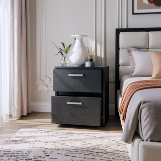 Sunvega Myrtle 2 Drawers Nightstand with Strong Metal Handles for Bedroom