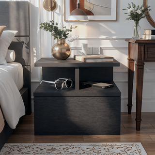 Sunvega Floating Nightstand with Drawer in Black Wengue Finish for Wall Assembly