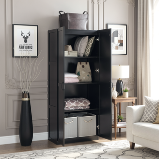 Sunvega Modern Free Standing Wardrobe Closet with 4 Large Adjustable Shelves