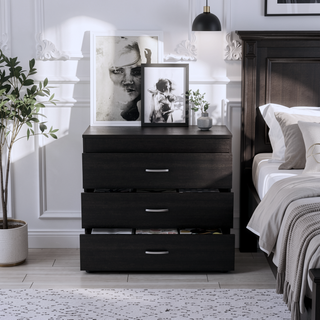 Sunvega Wengue Wood Three Drawers Dresser Easy To Assemble Pressed Wood