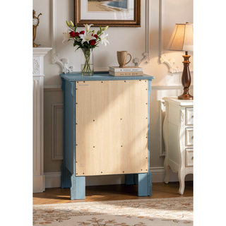 Sunvega Traditional Teal Bedroom Nightstand with Three Drawers for Storage