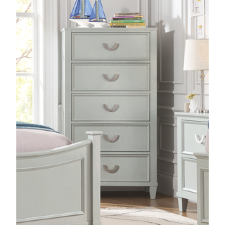 Sunvega White Transitional 2-Drawer Nightstand with Chrome Hanging Pulls