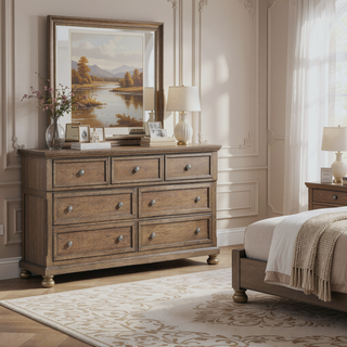 Sunvega Antique Brown Finish Nightstand with Hidden Drawer and Bun Feet