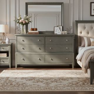 Sunvega Gray Finish Birch Veneer 3 Drawer Nightstand with Nickel Hardware
