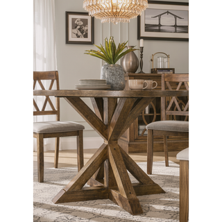 Sunvega Cross-Buck Base Cottage Oak Dining Table Made of Durable Hardwood