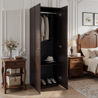 Sunvega Two Door Closet System with Fixed Shelves for Bedroom and Laundry Room Organization