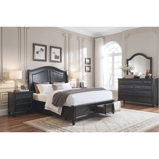 Sunvega Charcoal Brown Finish Traditional Bedroom Nightstand with 3 Dovetail Drawers