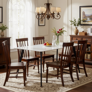 Sunvega 70 inch White Porcelain Kitchen Dining Table for 4-8 People