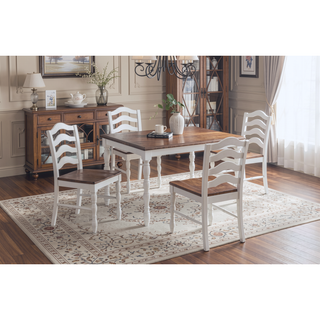 Sunvega 5 Piece Counter-Height Dining Set with Oak Top Table and 4 Ladder Back Chairs