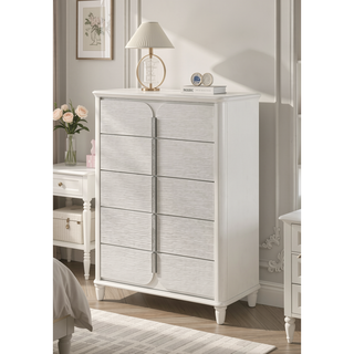Sunvega Sleek Modern Nightstand with Two Spacious Drawers in Pearl White Finish