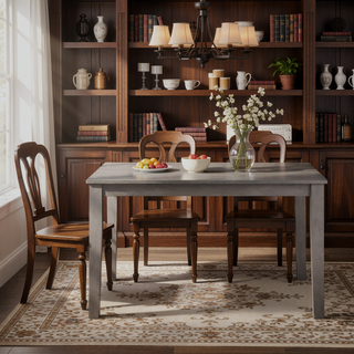 Sunvega Gray Finish 5pc Dining Set with 4 Fabric Upholstered Chairs