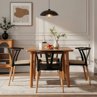 Sunvega Modern Polypropylene Dining Chair Set with Tapered Beech Wood Legs