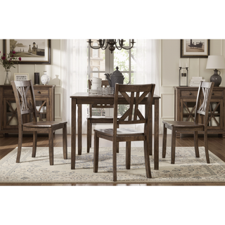 Sunvega Charcoal Brown Finish 5PC Dining Set with 4 X-Back Side Chairs