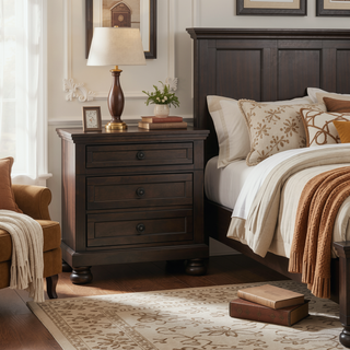 Sunvega Grayish Brown Wooden Dresser with 7 Dovetail Drawers and Antique Pewter Knobs