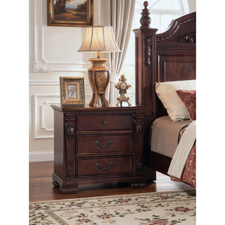 Sunvega Cherry Wood Night Stand with Two Smooth Ball Bearing Drawers
