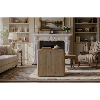 Sunvega English Knotty Oak Veneer Counter Height Table with Rounded Corners and Sturdy Legs