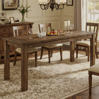 Sunvega Rustic Golden Brown Rectangular Counter Height Dining Table with Organic Wood Grain