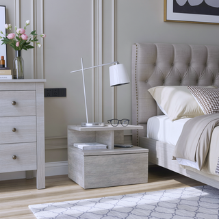 Sunvega Blue Floating Nightstand With Drawer And Shelves For Storage And Decor
