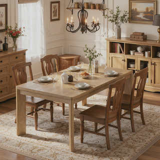 Sunvega Light Brown Contemporary Dining Table with Leaf Easy to Assemble