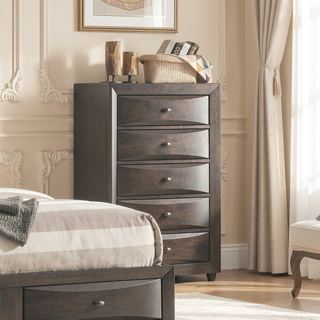 Sunvega Cherry Solid Wood Contemporary Nightstand with 2-Drawers and Nickel Knob Pulls