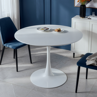 Sunvega 42.1 Inch Round Oak MDF Top Pedestal Dining Table for 4-6 People