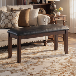 Sunvega Cherry Finish Dining Table Set with 4 Chairs and Bench