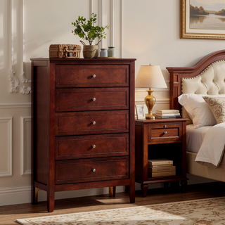 Sunvega Fully Assembled 6 Drawer Dresser with French Dovetail Wood Veneer Finish