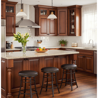 Sunvega Backless Swivel Counter Stool with 360-Degree Swivel and Footrest