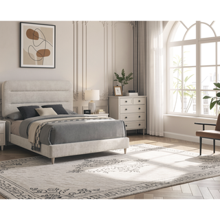 Sunvega Contemporary Antique White Nightstand with Two Drawers and Rounded Edges