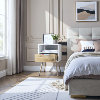 Sunvega Modern Nightstand with Spacious Drawer and Shelf for Bedroom or Living Room
