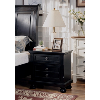 Sunvega Gray Modern Nightstand with Full Extension Drawers and Felt-Lined Top