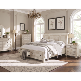 Sunvega Antique Brown Finish Nightstand with Hidden Drawer and Bun Feet
