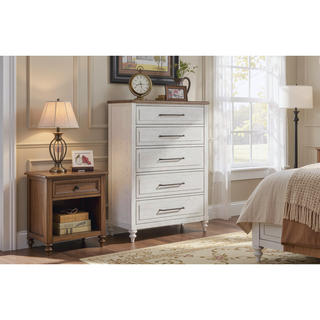 Sunvega Mindi Veneer Two-Tone Cement and Sand Finish Drawer Chest with Cedar and Felt Lining