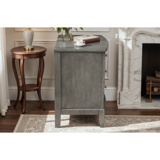 Sunvega Gray Finish Birch Veneer 3 Drawer Nightstand with Nickel Hardware
