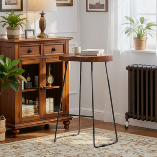 Sunvega Industrial Chunky Brown and Black Bar Stool with Contemporary Aesthetic